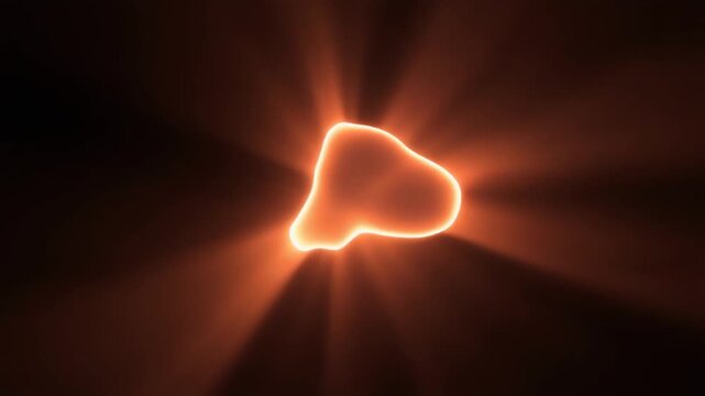 Warm terracotta-orange plasma breathes and reshapes in rhythmic pulses, luminous tendrils expanding and contracting from core against deep black with calm energetic glow.
