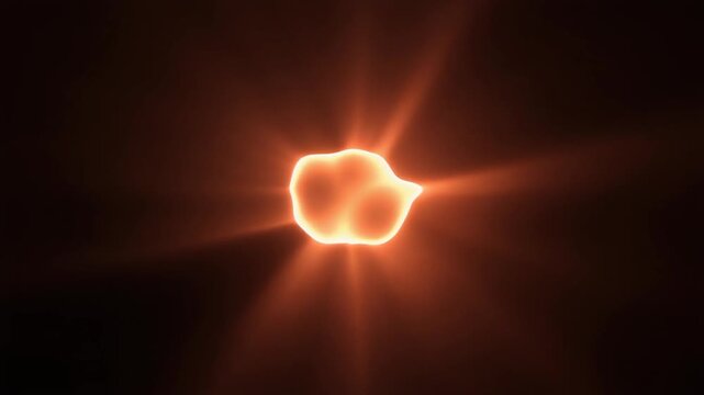 Warm terracotta-orange plasma breathes and reshapes in rhythmic pulses, luminous tendrils expanding and contracting from core against deep black with calm energetic glow.

