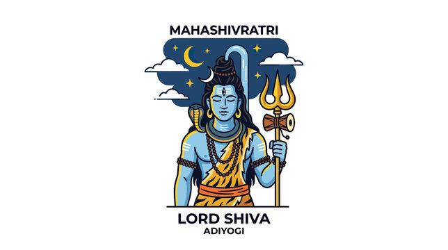Lord Shiva Adi Yogi with Trident and Serpent
