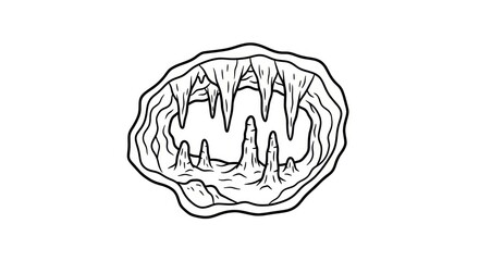 Obraz premium Black and white illustration of geode.