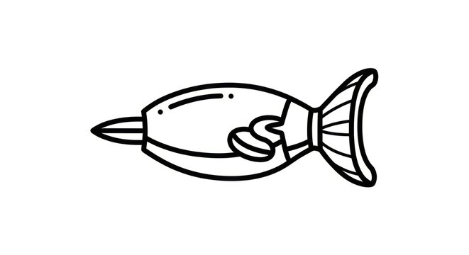 Black and white fish drawing.