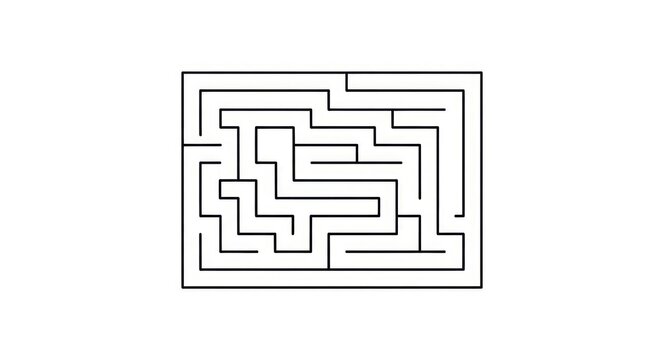 Black and white maze puzzle design.