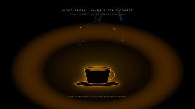 Minimalist Warm Coffee Cup Animation with Steaming Vapor Effect for Mindfulness and Break Time