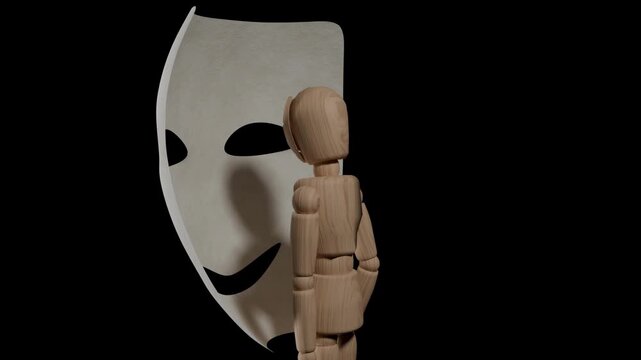 Human Wearing Mask Hypocrisy Fake Personality Social Pressure Identity Crisis Psychological Concept