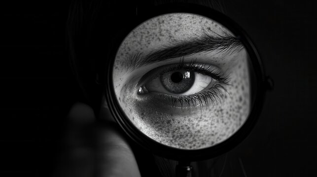 Intense Eye Magnified Under a Lens, Exploring Vision and Perception Close Up