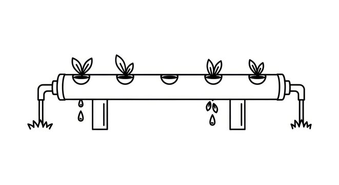 Hydroponic system with plants growing.