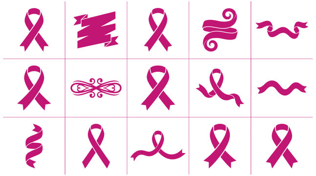 A comprehensive breast cancer awareness vector bundle featuring various pink ribbon designs and decorative elements for medical campaigns and charity events