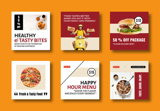 Restaurant Food Promotion Social Media Post Template Set