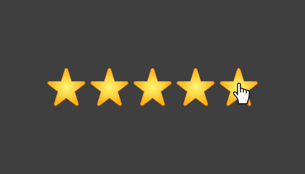 Illustration of a fictional website showing a mouse cursor clicking on a 1- to 5-star rating.