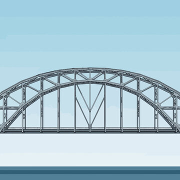 Arch Bridge Structure Isolated Cutout Line Art Drawing