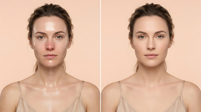 Side-by-Side Comparison of Natural and Improved Skin Appearance in Portrait Photography emphasizing skincare effects