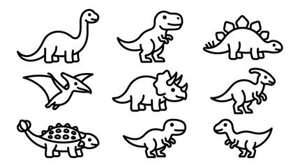 Collection of various prehistoric dinosaur species icons © Alip