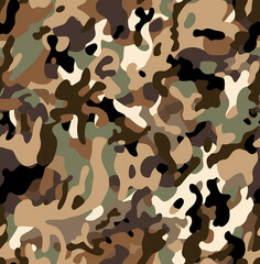 Naklejka premium Brown Woodland Camouflage Seamless Vector Pattern Background