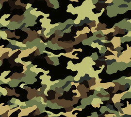 Fototapeta premium Army Green Camouflage Seamless Pattern Vector Texture Background