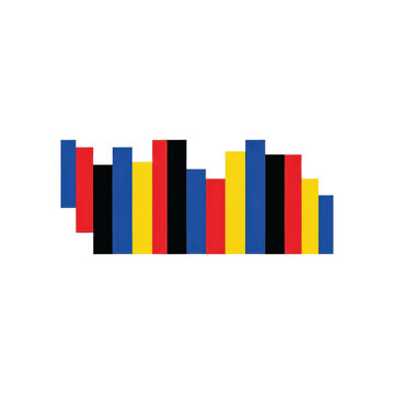 Abstract colorful vertical rectangular bars arranged as a data graph on white background
