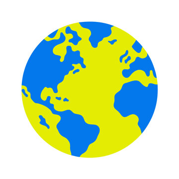 Yellow and blue earth globe vector illustration with a white background