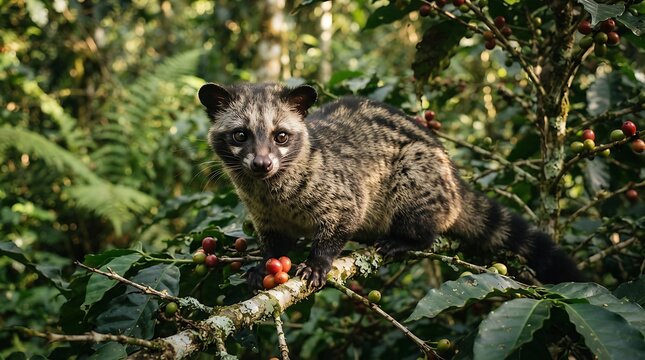 Asian palm civet on branch