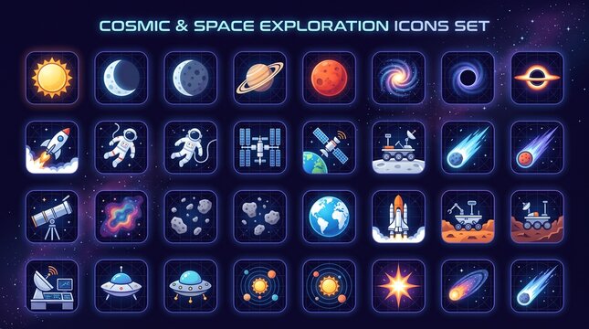 Planets, rockets, and galaxies shine across the cosmos, symbolizing discovery, science, and humanity&rsquo;s quest to explore the mysteries of space and the universe.