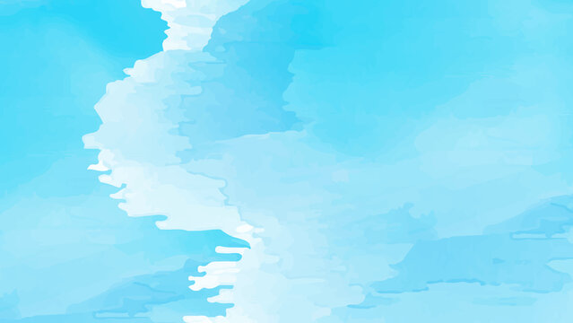 Premium aqua watercolor wash with soft cyan layers and pale blue organic shapes, expressive hand-painted edges, subtle pigment texture, balanced negative space, calm fresh color palette, versatile bac