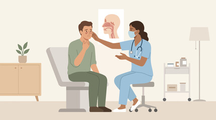 Obraz premium Doctor Examining Patient's Throat in Medical Office