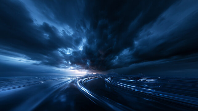 Abstract Digital Light Trails Representing High Speed Data and Motion