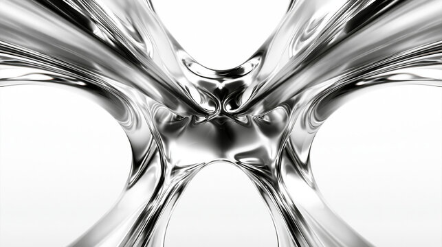 Abstract Futuristic Liquid Chrome Metal Background 3D Render