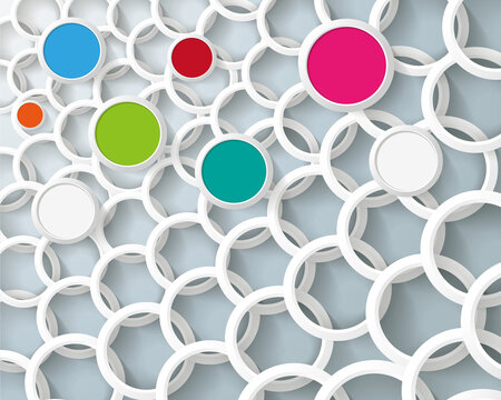 colorful abstract geometric wallpaper design with circles and interlocking shape vector design 