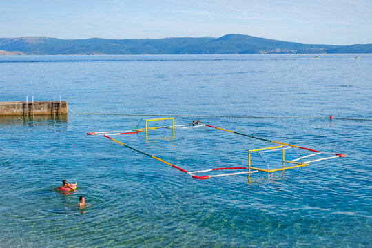Floating Water Polo Court on the Adriatic Coast in Croatia