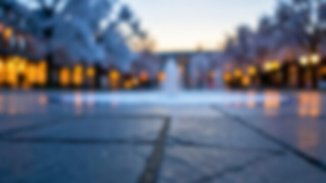 Blurred modern interior courtyard background with warm bokeh for