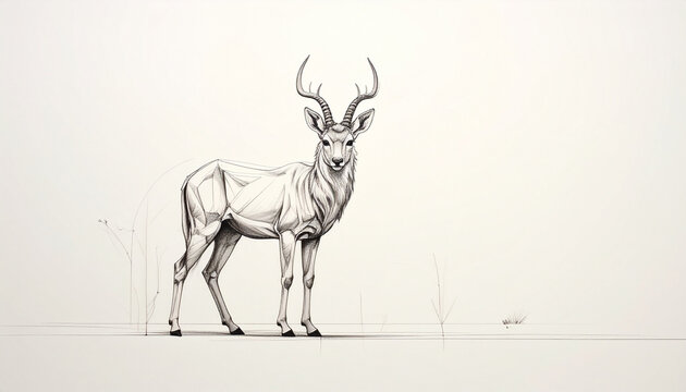 Geometric line art illustration of a deer