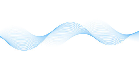 Abstract blue line wave background. Technology abstract lines on white background. Undulate Grey Wave Swirl, frequency sound wave, twisted curve lines with blend effect. © Galeri