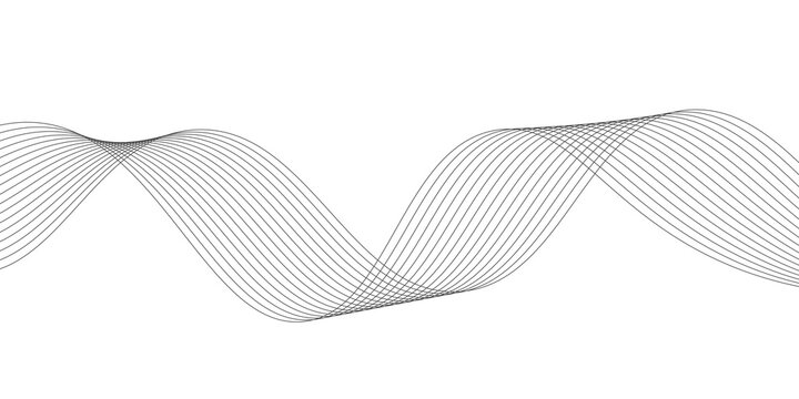 Technology abstract lines on white background. Undulate Grey Wave Swirl, frequency sound wave, twisted curve lines with blend effect.