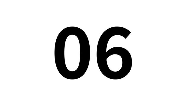 Simple countdown from 10 to 0 isolated on a white background, 10-second digital countdown timer, for video editing, chroma key compositing, and motion graphics projects in 4K.
