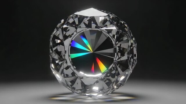 A detailed closeup of a brilliantcut diamond with complex facets