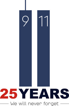 Patriot Day icon. 25th anniversary. 9/11 We will never forget.	
