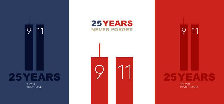 Patriot Day card set. 25th anniversary. 9/11 We will never forget.