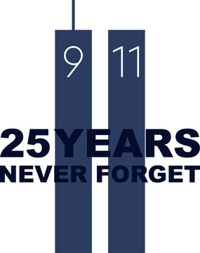 Patriot Day icon. 25th anniversary. 9/11 We will never forget.