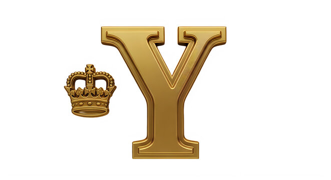 Golden Crown Letter Y Isolated Graphic Design Element transparent background