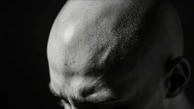A side profile of a bald man with a contemplative expression.