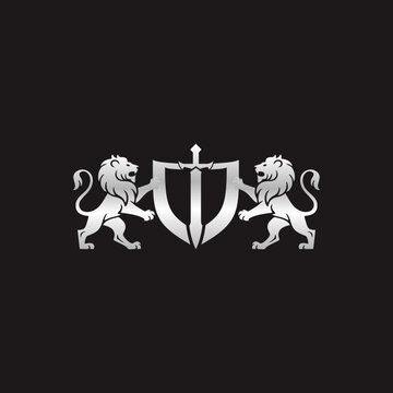 shield sword lion vector