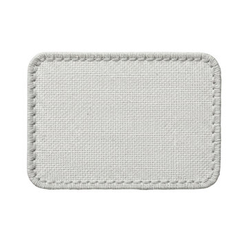 Grey rectangular fabric patch with decorative stitching