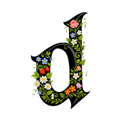 Obraz premium PNG Floral decorative letter illustration.