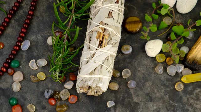 Stones, crystals, and accessories Selective focus.