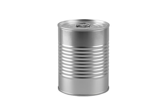 Plain silver cylindrical tin can with pull tab top