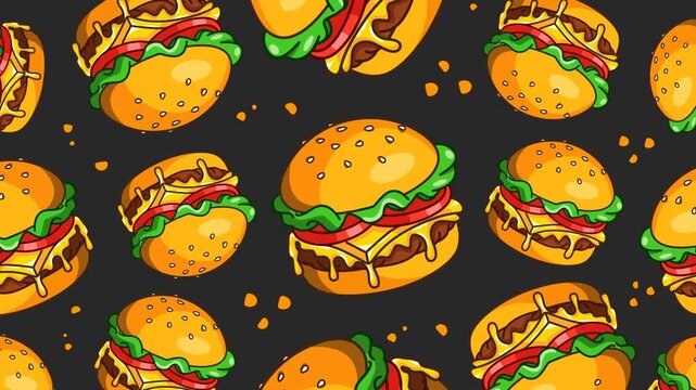 Burger Falling Down Loop Animation