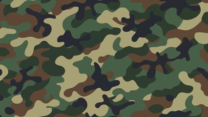 Fototapeta premium Organic Woodland Camouflage Pattern with Irregular Green, Brown and Beige Shapes