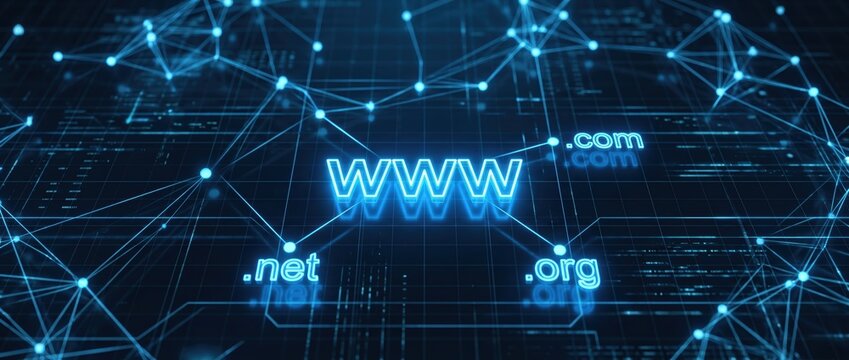 Global Network Connection with WWW and Domain Extensions.
