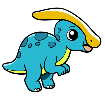 Dinosaur Cute Cartoon parasaurolophus