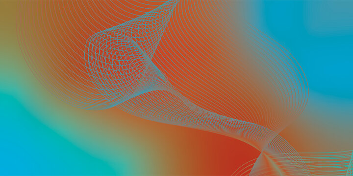 Abstract colorful fluid dynamics simulation with mesh grid overlay design