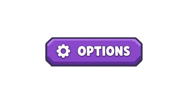 Options button animated purple UI button with gear settings icon bouncing 4k chroma key green screen background
